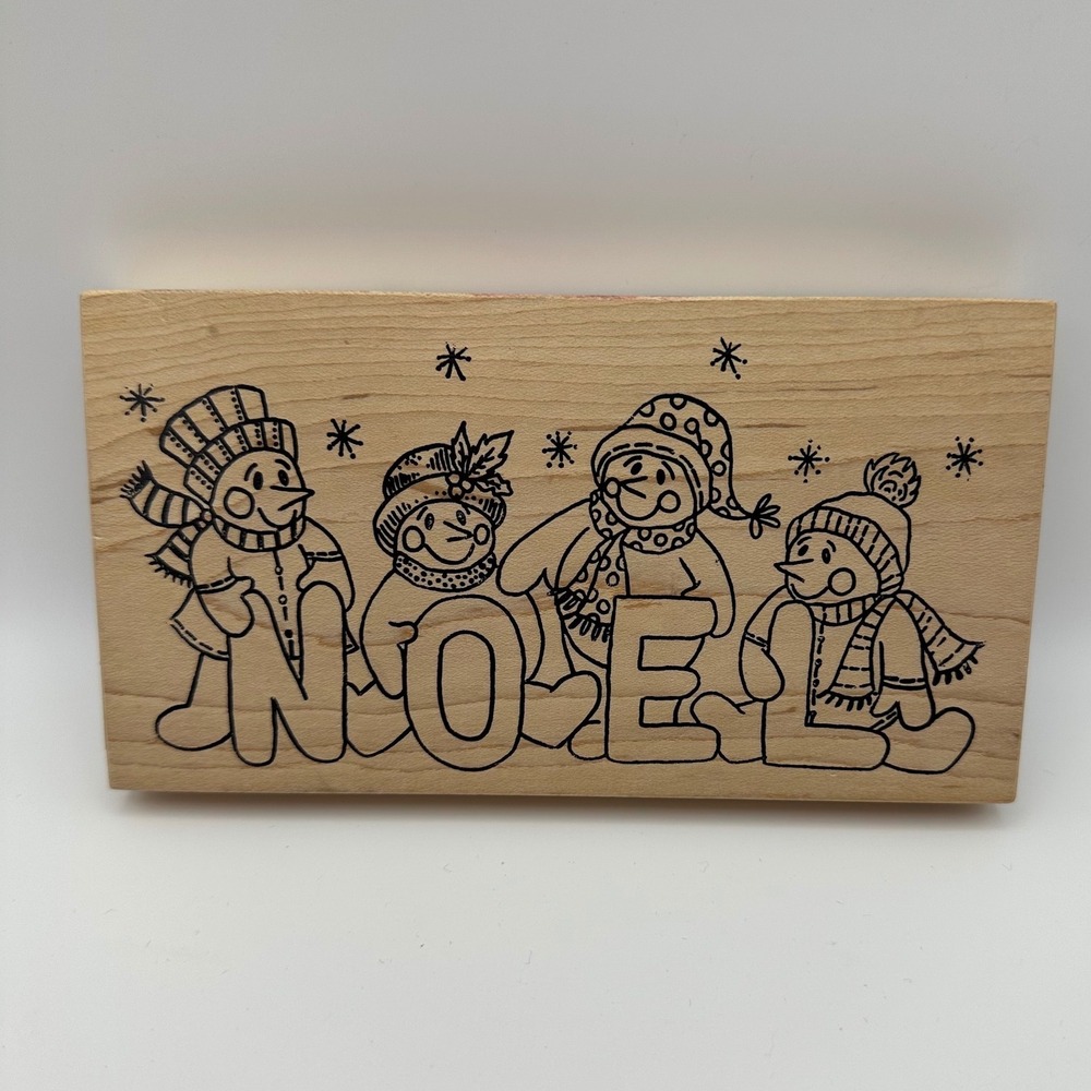 The Artful Stamper Noel Winter Snowmen 34168 Wood Mount Rubber Stamp New Vintage